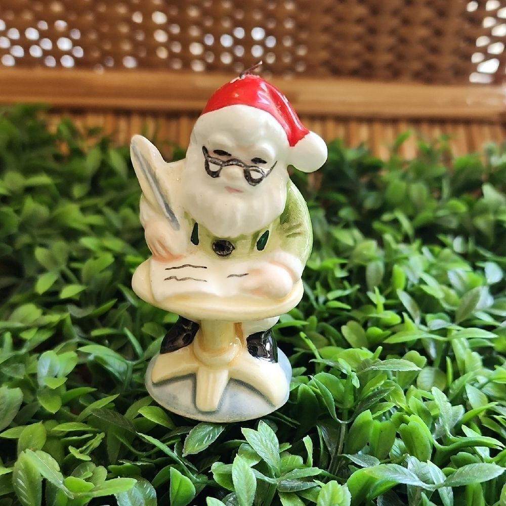 Vintage Chippy Paint Santa Ornament Japan Checking His List